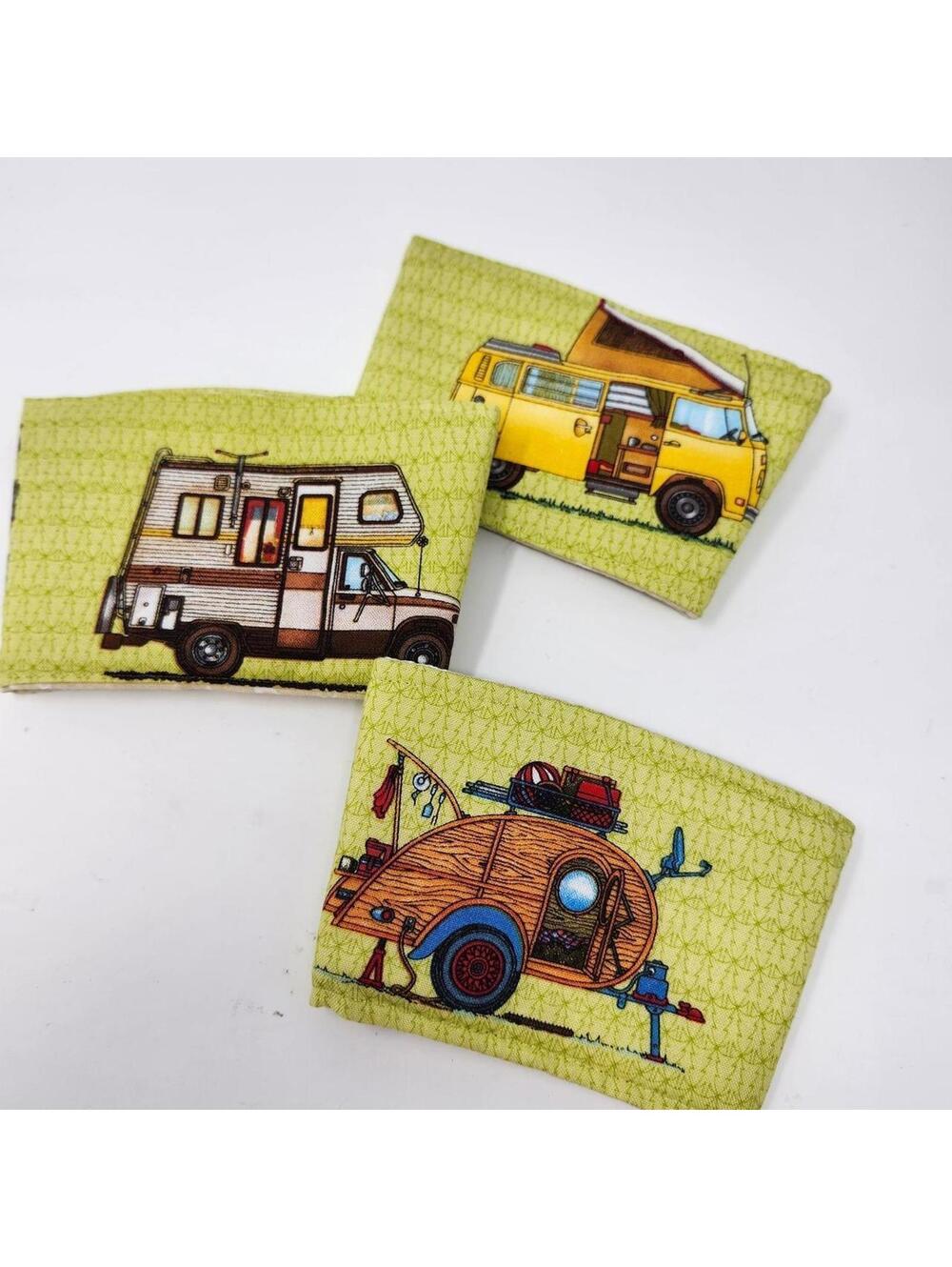 Handmade RV Camper Cozy Cup Sleeves Reversible Drink Insulator Set of 3